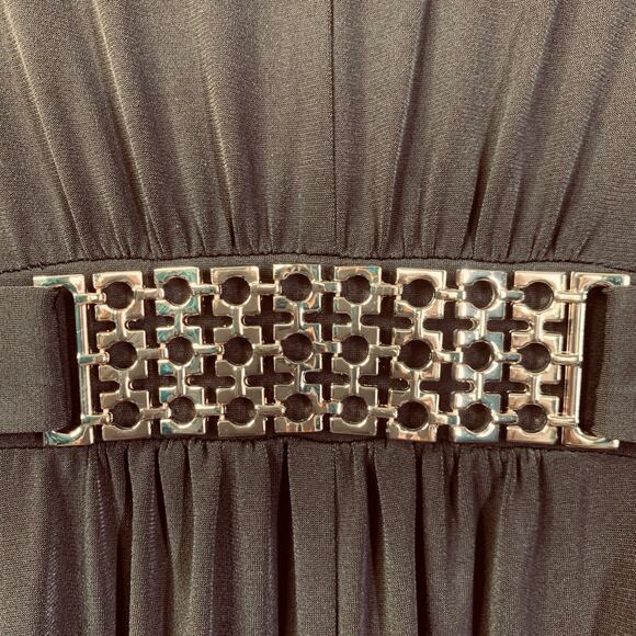 CHICO'S Kaftan Medium Chocolate Brown Gold Embellished Waist‎ Resort Maxi Swim - Picture 3 of 12